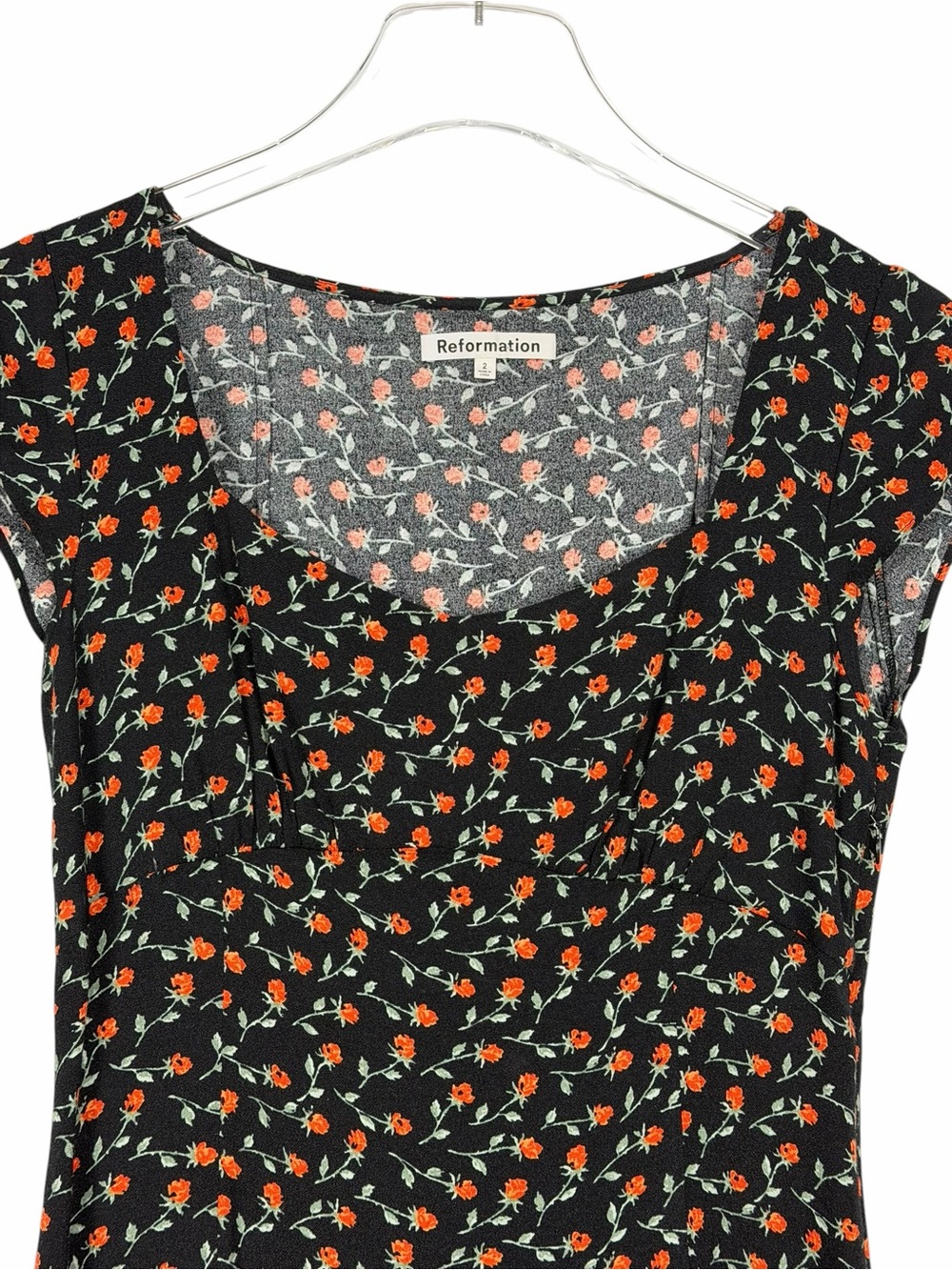 Reformation Olencia Floral Mini Dress Black Orange Size 2 - Picture 3 of 9